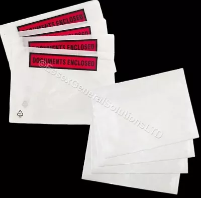 Document Enclosed Wallets Packing Slip Pouch A7 A6 A5 Printed Plain • £3.15