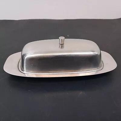 Vintage Raimond Stainless Steel Covered Butterdish Italy 18-8 • $12.95