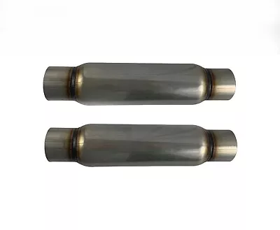 Pair Of 3.0 In/Out Universal Glass Pack Exhaust Resonator Muffler 4 Round Body • $65.87