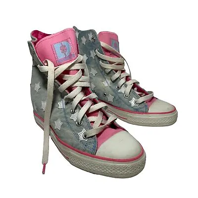 Daddy's Money Denim Hi-top Sneakers With Stars Size 9 • $32