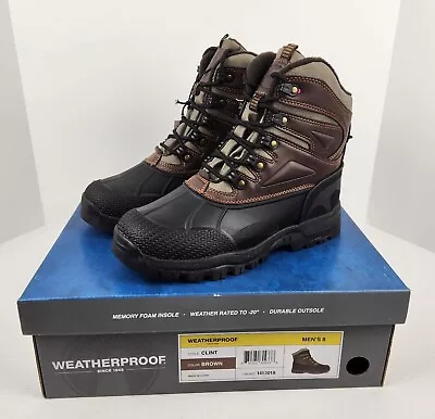 Heritage Weatherproof Men's Clint Brown Insulated Waterproof Winter Boots Size 8 • $21.55