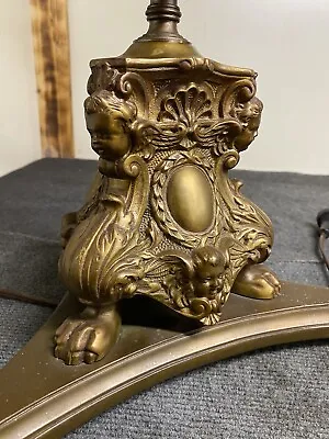 Rare Vintage Victorian Brass Table Lamp With Cherubs  • $425