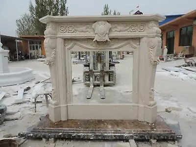 Beautiful French Style Crema Marfil Carved Estate Fireplace Mantel - Ssa1 • $5500