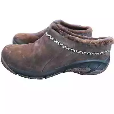 Merrell Encore Ice 4 Suede Shearling Lined Clogs Expresso Brown NEW  Size 10 • $84.95