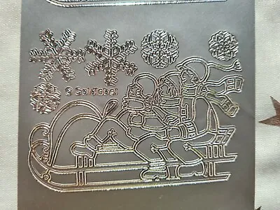 £1.80 • Buy Peel Off Craft Stickers Christmas Silver Children Sleigh Snowflake Card Making