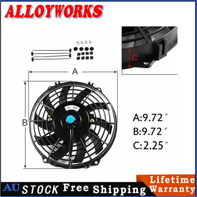 9  Inch 12V Radiator Electric Curved Cooling Fan Reversible Muscle Car+ Relay AU • $39.95