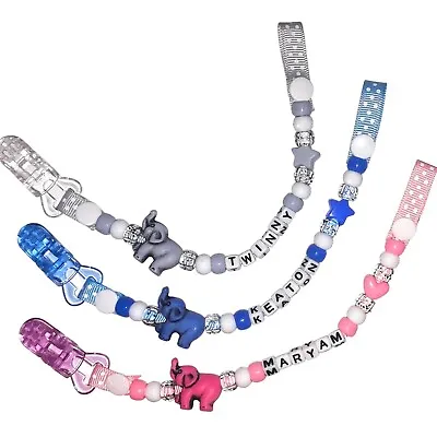 Dummy Clip Clips Chain Strap Boys Girls Grey White Pink Blue Mam Adapter • £3.10