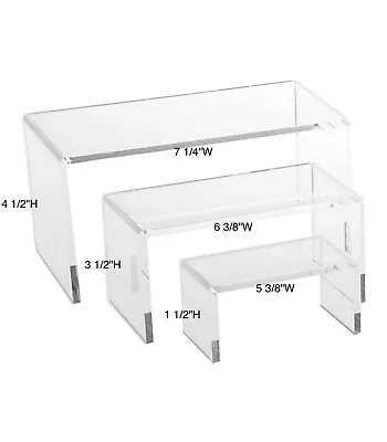$20 • Buy Clear Acrylic Riser Jewelry Showcase Fixture Counter Display Riser Set Of 3