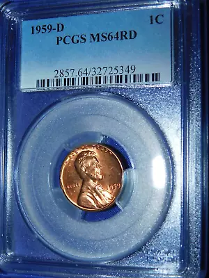 1959-D 1C RD Lincoln Memorial Cent-PCGS #2857 Grade MS64RD--207-2 • $15