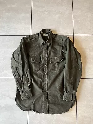 $25 • Buy VTG USA Made LL Bean Chamois Cloth Flannel Mens Medium Green Button Up Shirt