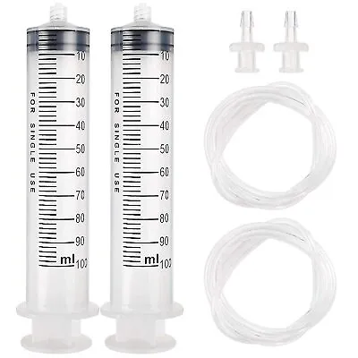 	2pcs 100ml Large Plastic Syringe With 2pcs 47in Handy Plastic Tubing And Lue... • $12.18