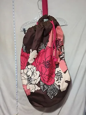Vera Bradley Laundry Bag Duffle Crossbody Extra Large Brown Pink Floral • $23.50