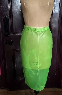 Ectomorph Lime Green Semi Transparent Latex Pencil Skirt Rubber Size UK 14 • £35