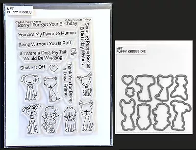 MFT My Favorite Things Puppy Kisses Dog Clear Stamps & Metal Cutting Craft Dies • $24.99