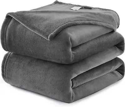 CozyLux Fleece Blanket Throw Grey 50 X 60 Super Soft Lightweight Microfiber Fla • $19.49