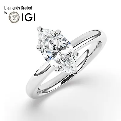 Marquise Solitaire Hidden Halo 950 Platinum Engagement Ring2 CtLab-grown IGI • $2019.70