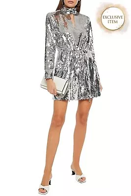 RRP€432 TIBI Mini A-Line Dress Size S Sequined Front Drawstring Waist • $0.14