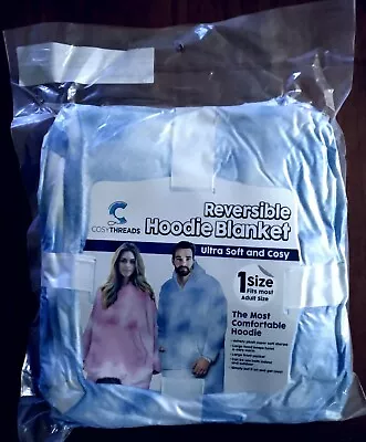 Reversible Oodie /Hoodie Blanket  Blue/White  Soft & Cosy. 1 Size Fits All Adult • $14.95