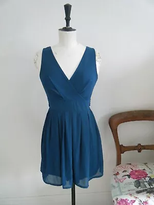 £9.99 • Buy WALG Teal Chiffon Skater Dress Size Small ( 8 ) Smart Wedding