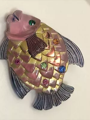 Vintage Fish Brooch Purple C Thru Plastic Pin  • $34.99