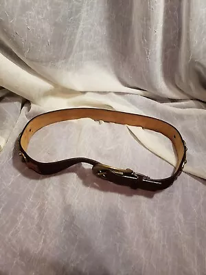 Michael Kors Brown Leather Belt W/brass Buckle & Brass Adornments Small Vgc • $8.99