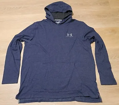 Under Armour Mens Pullover Hoodie Size XL Navy Blue Loose Fit Cotton Athletic • $14.99