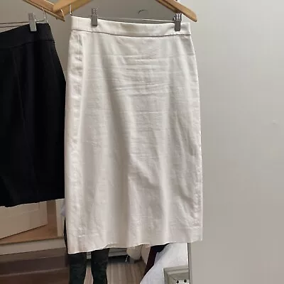 New J.Crew Sz 6 No. 2 Pencil Skirt In Bi-stretch Cotton Blend Go823 White Z4 • $8