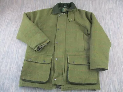 Greenbelt Jacket Mens Medium Full Zip Green Heavy Tweed Shooting Field Coat • $75.50