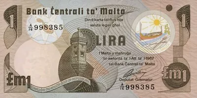 Malta P.34b 1 Lira 1967 (1979) (1) UNC • $26.64