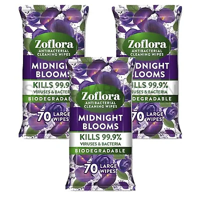 £9.99 • Buy 3 X Zoflora Multi-surface Cleaning Wipes Midnight Blooms 70's