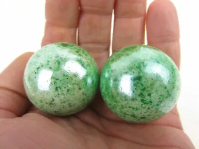 2 BOULDERS 35mm GREEN ASTEROIDS Marbles Speckled Glass Ball LARGE HUGE • $9.95