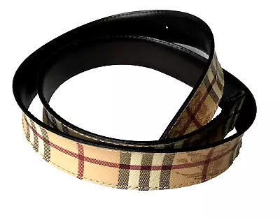 BURBERRY Nova Check PVC Leather Belt 40/100 Italy No Buckle Made In Italy • $120
