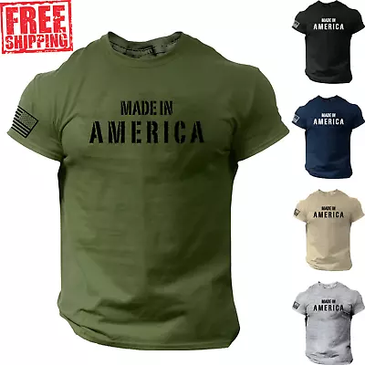 Made In America T Shirt USA Flag Military Patriotic Tee • $15.90