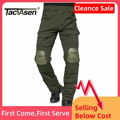 TACVASEN Mens Tactical Army Combat Pants Military Camouflage Trouser W/ Knee Pad • $39.97