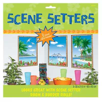 £4.99 • Buy Hawaiian Tropical Party Luau Window Beach Scene Setter Wall Poster Decorations