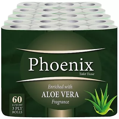 Phoenix Soft Aloe Vera Fragranced Luxury Toilet Rolls Bulk Buy Quilted 3 Ply • £10.79