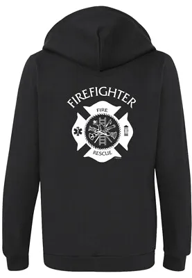 Firefighter Fire Rescue Premium Full Zip Hoodie Front And Back • $35.99