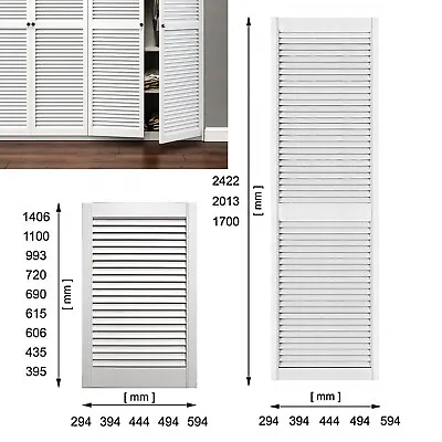 Pine Wood WHITE Colour / FRONT DOOR / Louvre Cabinet Cupboard Wardrobe Slatted • £15.29