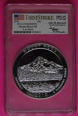 2010 MS 69 DMPL Mount Hood NP 5 OZ Coin Silver Coin Mercanti Signature PCGS 7003 • $248.72