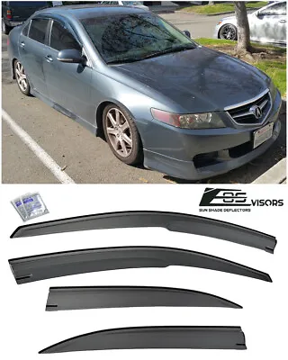 JDM Tape-On SMOKE TINTED Side Vent Sun Shade Rain Guards For 04-08 Acura TSX CL9 • $37.99