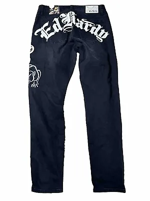 Ed Hardy Black Jeans Denim Embroidered Skull Snake Panther Men 32 X 31.5  NWT • $47.99