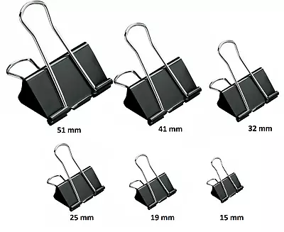 £42.69 • Buy Bulldog Foldback Clips Metal Binder Grip Paper Clip Fold Back 15mm-51mm 6 Sizes