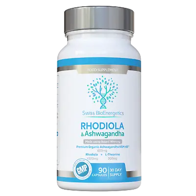 Rhodiola & Ashwagandha With L-Theanine - 90 Capsules • £19.97