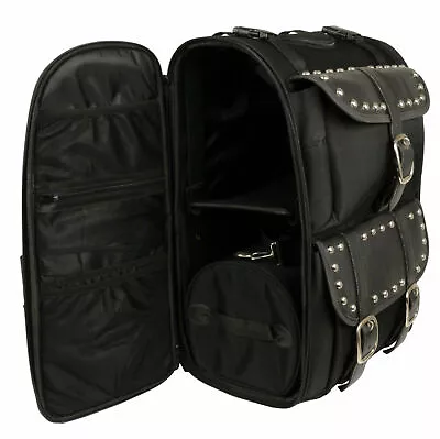 BIKER Motorcycle Large PVC Motorcycle Sissy Bar Bag With Studs • $114.90