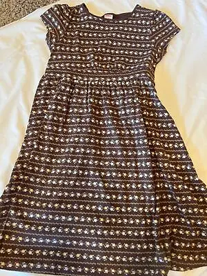 Gymboree Size 10 Equestrian Club Brown SS Knit Dress Floral Vintage GB 9 • $19.99