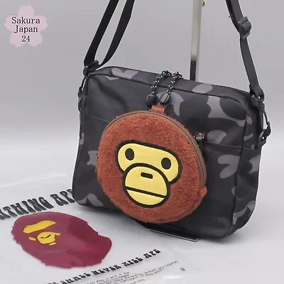 BAPE KIDS A Bathing Ape Camo Black Shoulder Bag MILO Pouch 2022 AW Mag Free Gift • $38.80