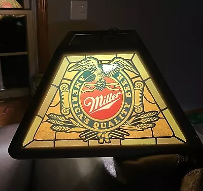 Vintage Miller High Life Beer Poker Pool Table Hanging Light Bar Sign 1980’s • $175