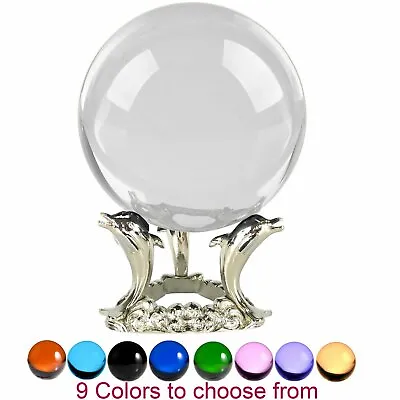 4in Crystal Ball Sphere For Feng Shui Meditation Decor With Dolphin Stand • $42.90