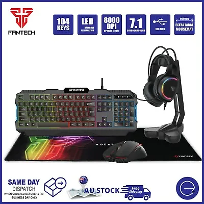 $79 • Buy Gaming PC Keyboard/Mouse/Mousemat/Headset/Headset Stand Desktop Computer Bundle