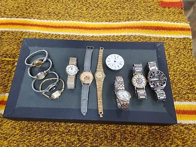 Lot Of 10 Vintage Watches & Pocket Watch Movment Gold & Silver Toned Gold Filld • $3.25